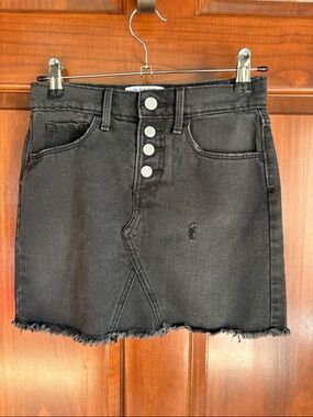Old Navy Black Button-Fly Denim Mini Skirt- Girls Medium